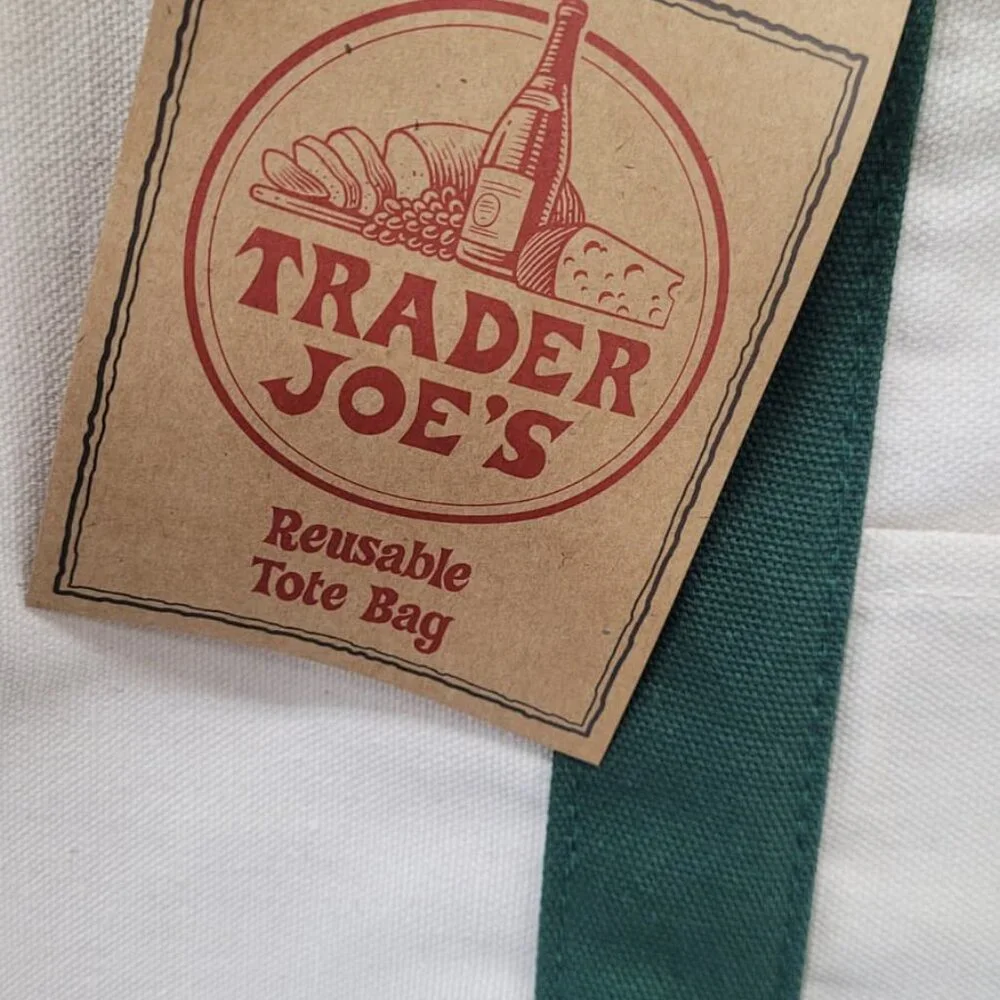 New with Tags! Set of 2: GREEN - Trader Joe's Large & Mini Canvas Totes - Picture 10 of 14